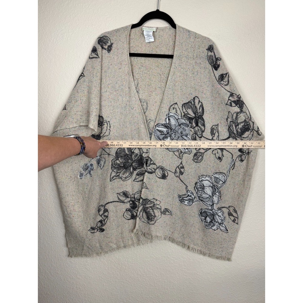 Pe'tanu By Pashma Anthropologie Cashmere Wool Silk Floral Kimono Cardigan Poncho - Picture 2 of 6